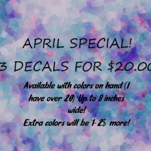 April special; decals!